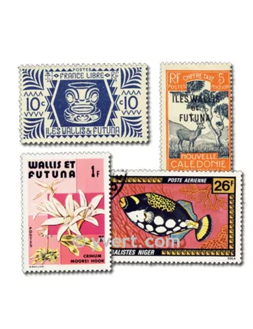 WALLIS & FUTUNA : pochette de 100 timbres (Oblitérés)