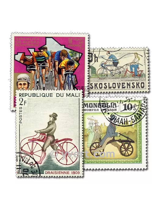 CYCLISME : pochette de 50 timbres (Oblitérés)
