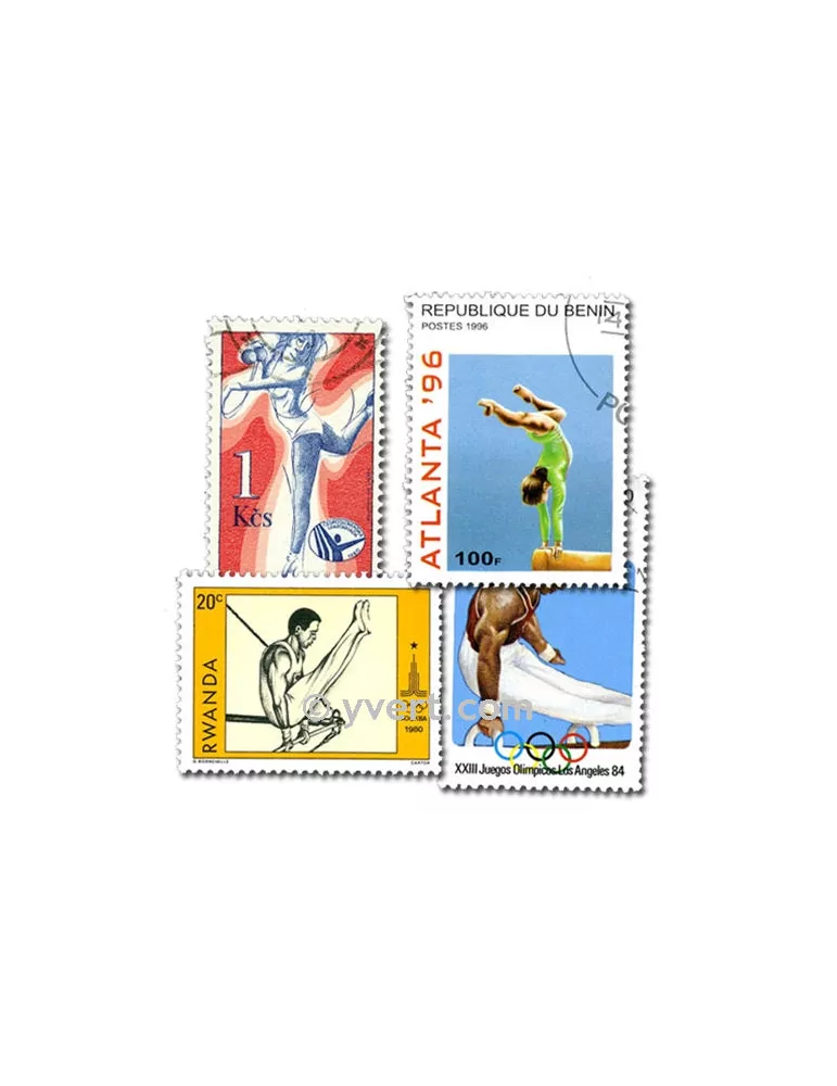 GYMNASTIQUE : pochette de 50 timbres (Oblitérés)