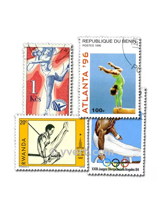 GYMNASTIQUE : pochette de 50 timbres (Oblitérés)