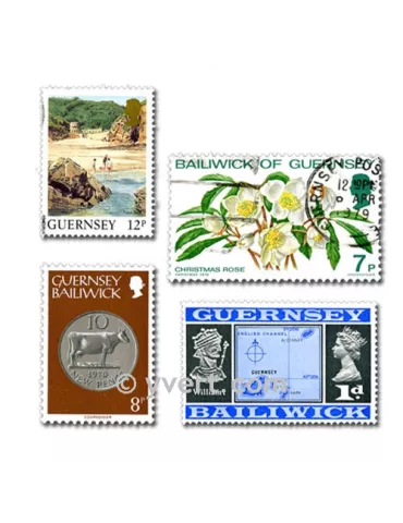 GUERNESEY : pochette de 100 timbres (Oblitérés)