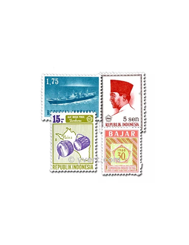 INDONESIE : pochette de 100 timbres (Oblitérés)
