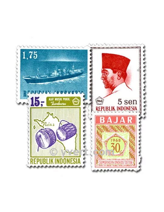 INDONESIE : pochette de 100 timbres (Oblitérés)