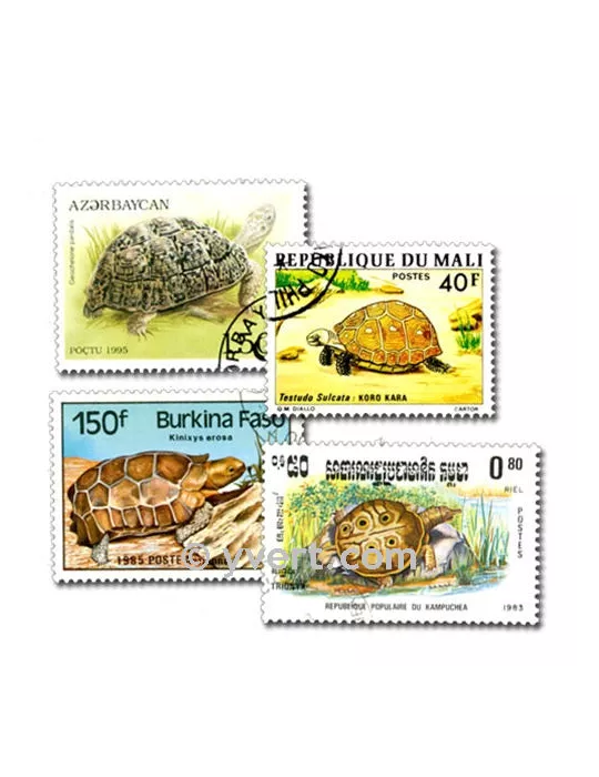 TORTUES : pochette de 50 timbres (Oblitérés)