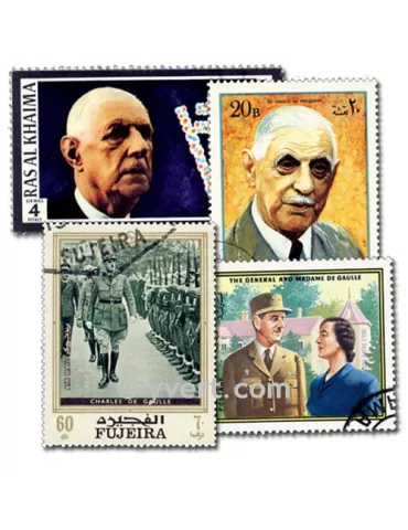 DE GAULLE : pochette de 100 timbres (Oblitérés)