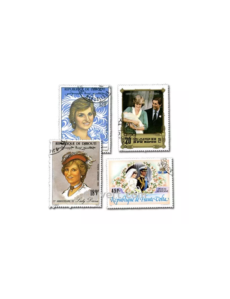 LADY DIANA : pochette de 100 timbres (Oblitérés)