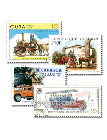 POMPIERS : pochette de 50 timbres (Oblitérés)