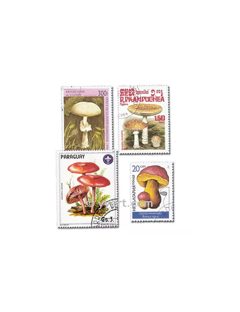 CHAMPIGNONS : pochette de 50 timbres (Oblitérés)