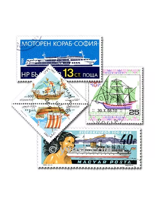 BATEAUX : pochette de 100 timbres (Oblitérés)