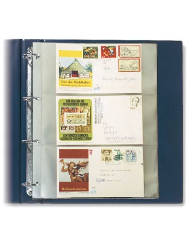 FEUILLES COMPACT A4 (2 POCHES : pour Env., Billets, 1er jours : 220x145mm) - SAFE® (x5)