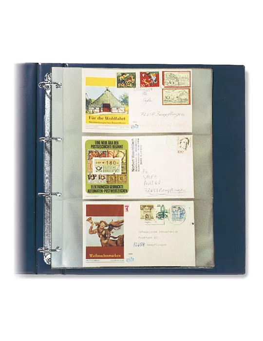 FEUILLES COMPACT A4 (2 POCHES : pour Env., Billets, 1er jours : 220x145mm) - SAFE® (x5)