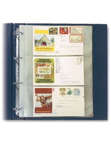 FEUILLES COMPACT A4 (3 POCHES : pour Env., Billets, 1er jours : 220x95mm) - SAFE® (x5)