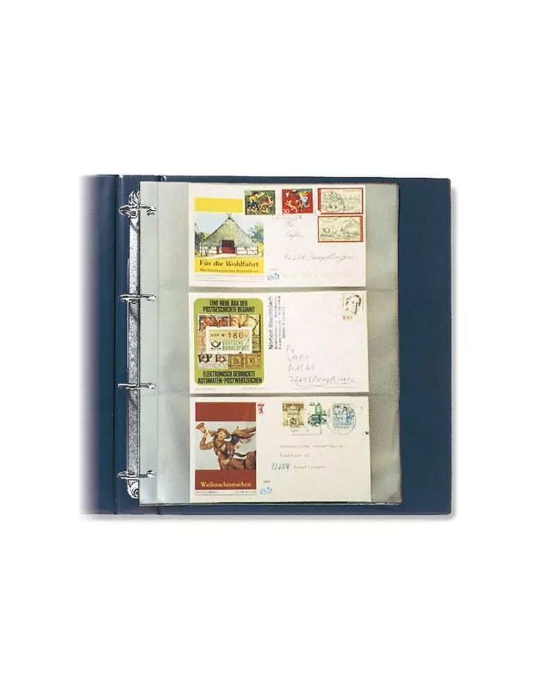 FEUILLES COMPACT A4 (3 POCHES : pour Env., Billets, 1er jours : 220x95mm) - SAFE® (x5)