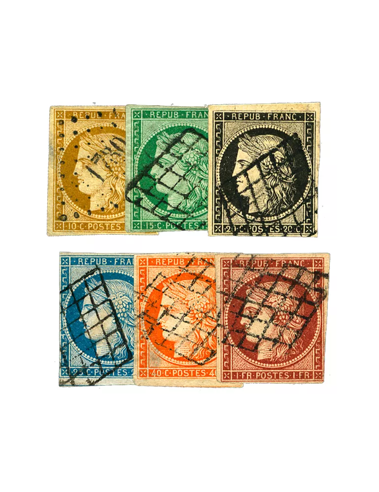 n° 1/6 obl. (Qualité : B) - Type Cérès (1ère émission)