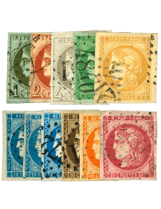 n° 39C-40B-41B-42B-43A-44A-45B-46B-47/49 obl. (Qualité : B) - Cérès (Émission de Bordeaux)