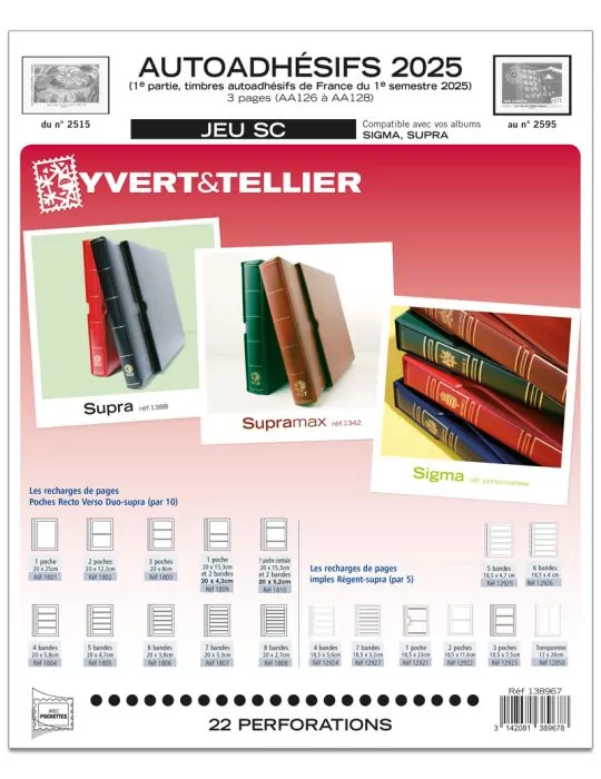 FRANCE AUTOADHESIFS SC : 2025 - 1ER SEMESTRE (JEUX AVEC POCHETTES)