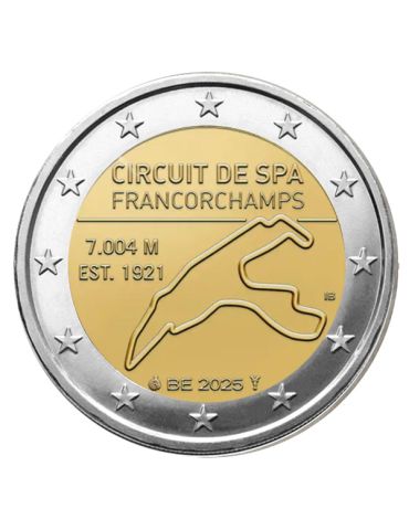 BU : 2 EURO COMMEMORATIVE 2025 COINCARD : BELGIQUE - CIRCUIT DE SPA - FRANCORCHAMP (Version francophone) 2