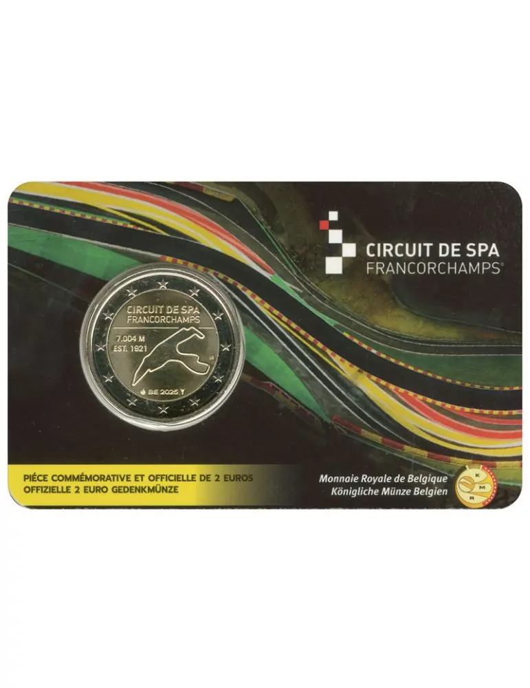 BU : 2 EURO COMMEMORATIVE 2025 COINCARD : BELGIQUE - CIRCUIT DE SPA - FRANCORCHAMP (Version francophone)
