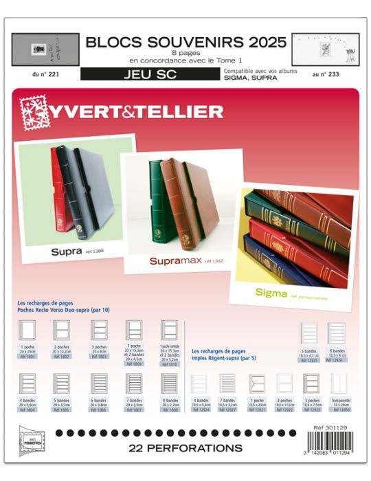 BLOCS SOUVENIRS SC : 2025 (JEUX AVEC POCHETTES)