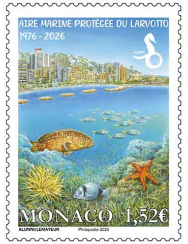 n° 3526 - Timbre MONACO Poste (AIRE MARINE DU LARVOTTO 1976-2026)