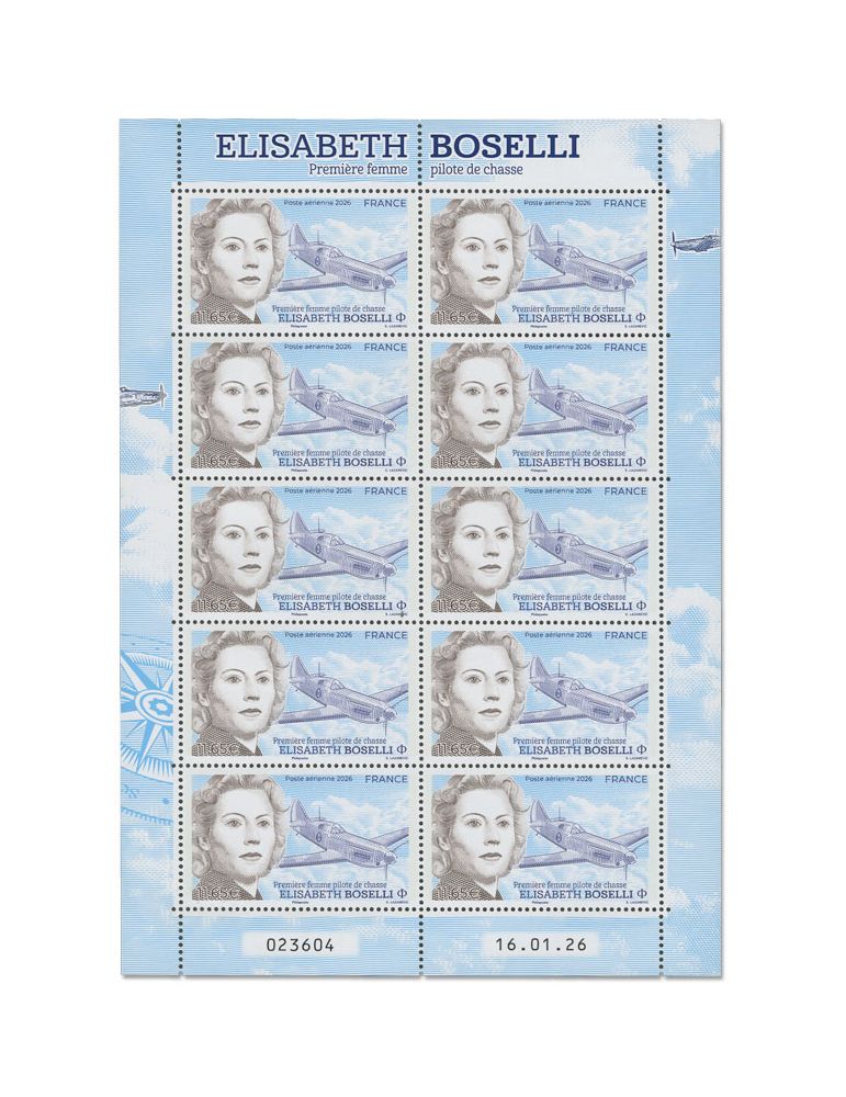 n° F102a - Timbre FRANCE Poste aérienne (MINI FEUILLE ELISABETH BOSELLI - 11_26_860)