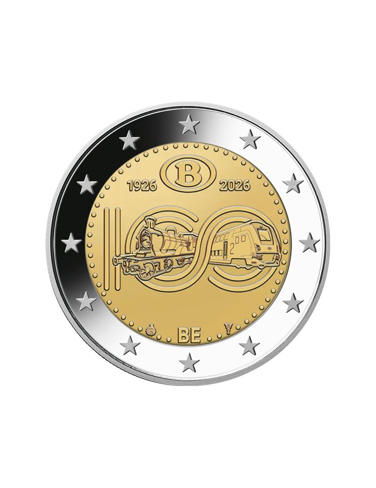 BU : 2 EURO COMMEMORATIVE 2026 COINCARD : BELGIQUE – 100 ANS DE LA SNCB (Version flamande)