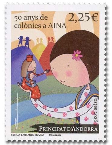 n° 945 - Timbre ANDORRE Poste (50 ANS DE COLONIES D'AINA - 14_26_105)
