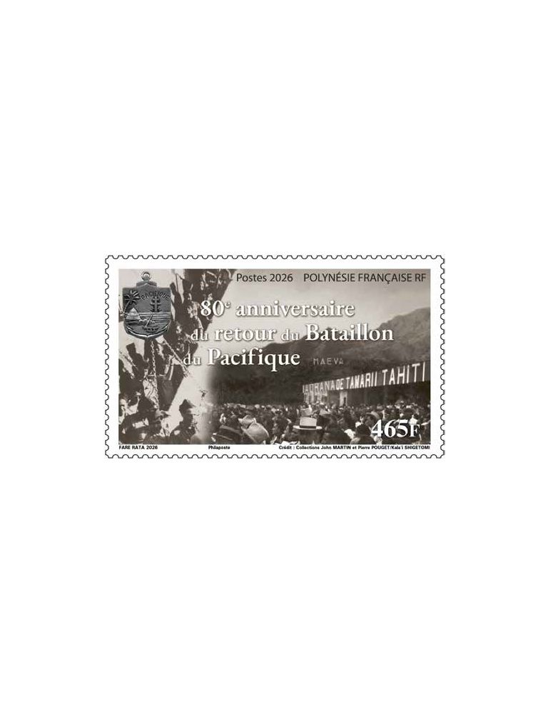 n° 1388 - Timbre POLYNESIE Poste (80 ANS RETOUR BATAILLON PACIFIQUE - 13_26_204)