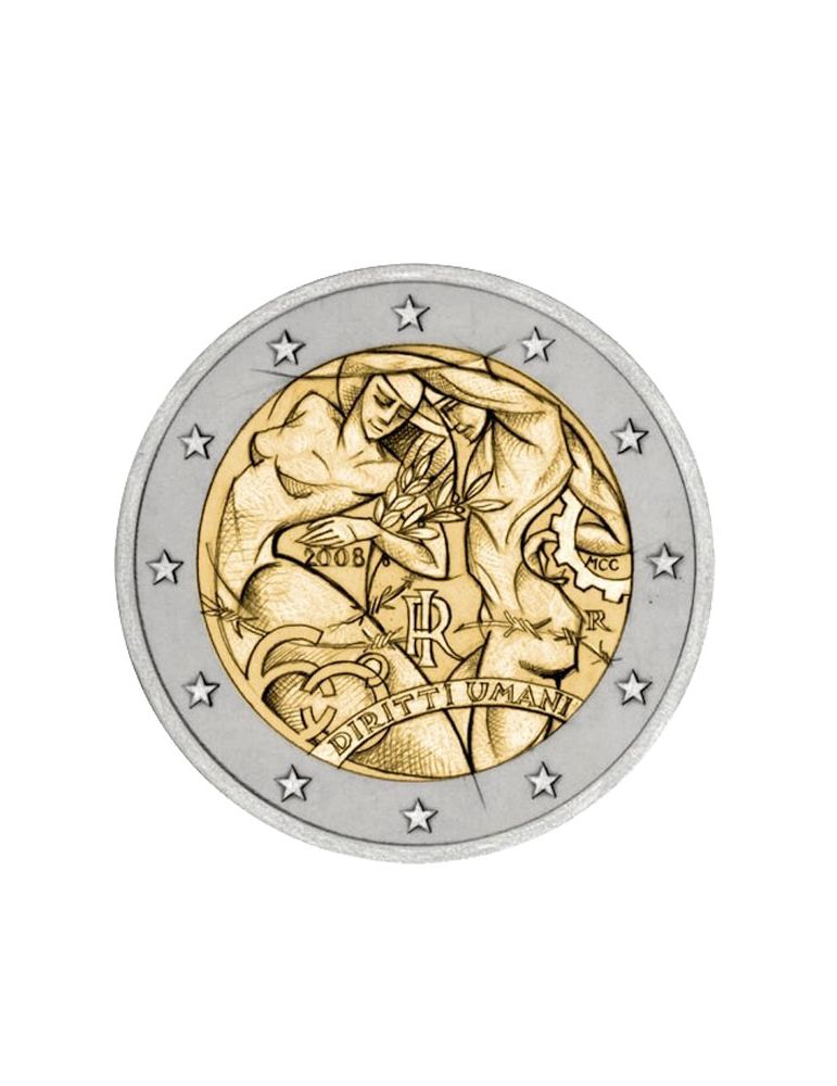 2 EURO COMMEMORATIVE 2008 : ITALIE (60 ans déclaraion unverselle des drois de l'homme)