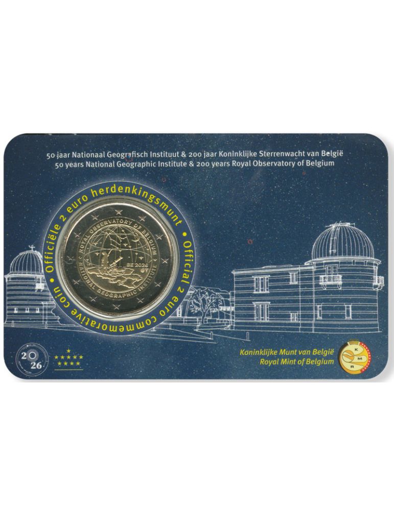 BU : 2 EURO COMMEMORATIVE 2026 COINCARD : BELGIQUE - 50 ans de l’Institut géographique national (Version flamande)