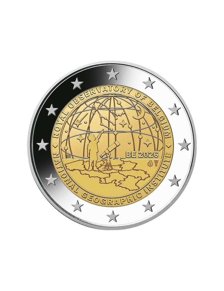 BU : 2 EURO COMMEMORATIVE 2026 COINCARD : BELGIQUE – 50 ans de l’Institut géographique national(Version francophone)