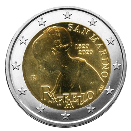 Pièce de 2€ commémorative 2020 : SAINT-MARIN (500 ans de la mort de Raphael)