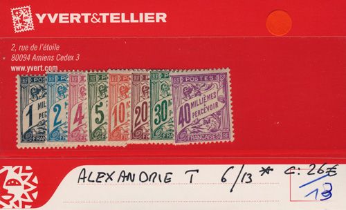 ALEXANDRIE - Taxe n° 6/13* ALEXANDRIE - Taxe n° 6/13*