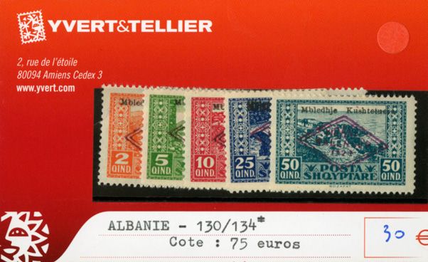 ALBANIE - n° 130/134* ALBANIE - n° 130/134*