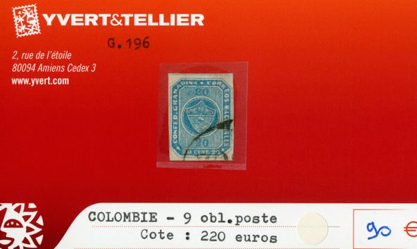 COLOMBIE - n°9 obl.poste COLOMBIE - n°9 obl.poste