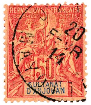 n°11 obl. - Timbre ANJOUAN Poste n°11 obl. - Timbre ANJOUAN Poste