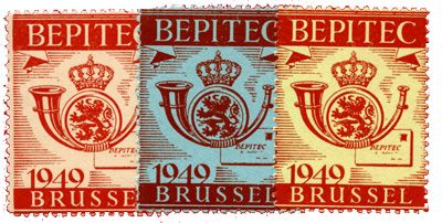 BELGIQUE : Exposition philatélique Brussel 1949 BEPITEC (3 valeurs**) BELGIQUE : Exposition philatélique Brussel 1949 BEPITEC (3 valeurs**)