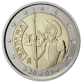 2 EURO COMMEMORATIVE 2005 : ESPAGNE (400e anniversaire de la première édition de L'Ingénieux Hidalgo Don Quichotte de la Manche par Miguel de Cervantes)