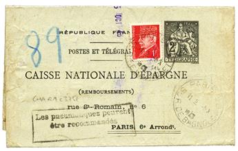 France : Entier postal pneumatique Caisse d´Epargne 2F + 2F noir