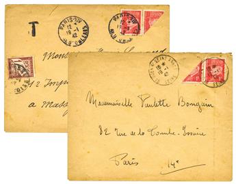 France : Ensemble de 2 plis avec 1 F. Pétain coupé sur lettre + normal