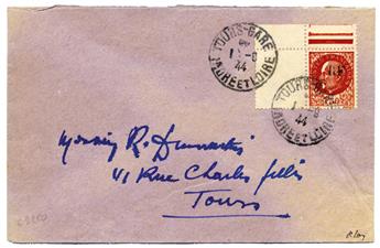 France : Courrier local du 1er septembre 1944 obl. à Tours-Gare