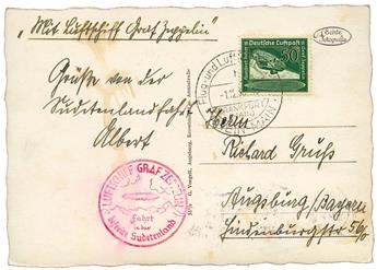 Allemagne : Vol Zeppelin de Francfort pour Augsbourg 1/12/33