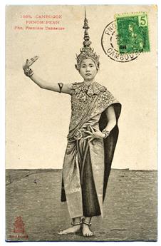 Cambodge : n°27 d´Indochine obl. PNOM-PENH pour la France (1908)