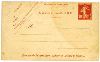 France : Entier Postal 10 c. Semeuse rouge