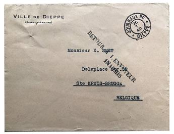 France : Guerre 40. Oblitération de fortune de Dieppe