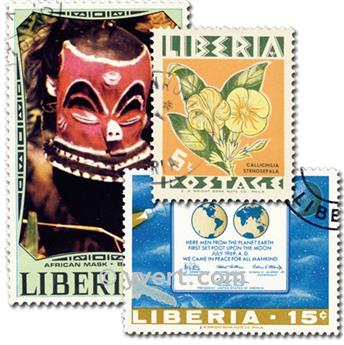 LIBERIA : pochette de 300 timbres (Oblitérés)