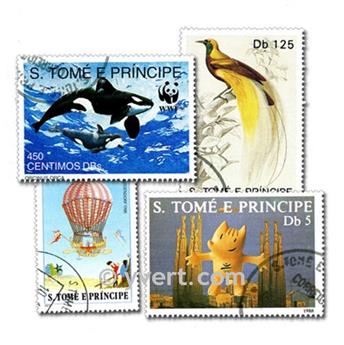 ST THOMAS ET PRINCE : pochette de 200 timbres (Oblitérés)