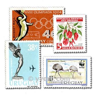URUGUAY : pochette de 200 timbres (Oblitérés)