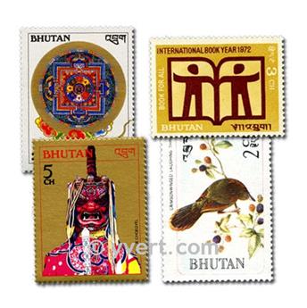 BHOUTAN : pochette de 100 timbres (Oblitérés)