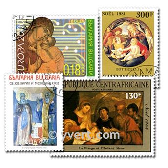 RELIGION : pochette de 300 timbres (Oblitérés)